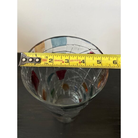 Retired PARTYLITE Flash Painted Mosaic Calypso Glass Vase 10.25" Tall Abstract - Picture 5 of 9